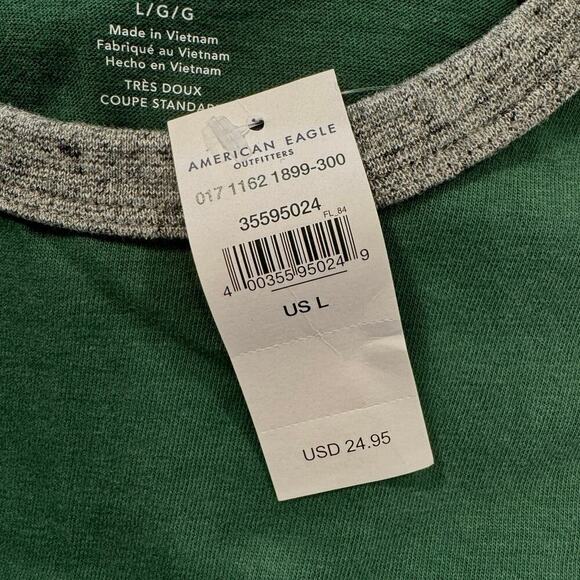 American Eagle Men's Green Super Soft Standard Fit T Shirt Size Large NWT - Picture 7 of 7